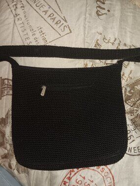 The "Sak" black crochet crossbody bag